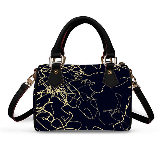 Classic Barrel-Shaped PU Leather Handbag