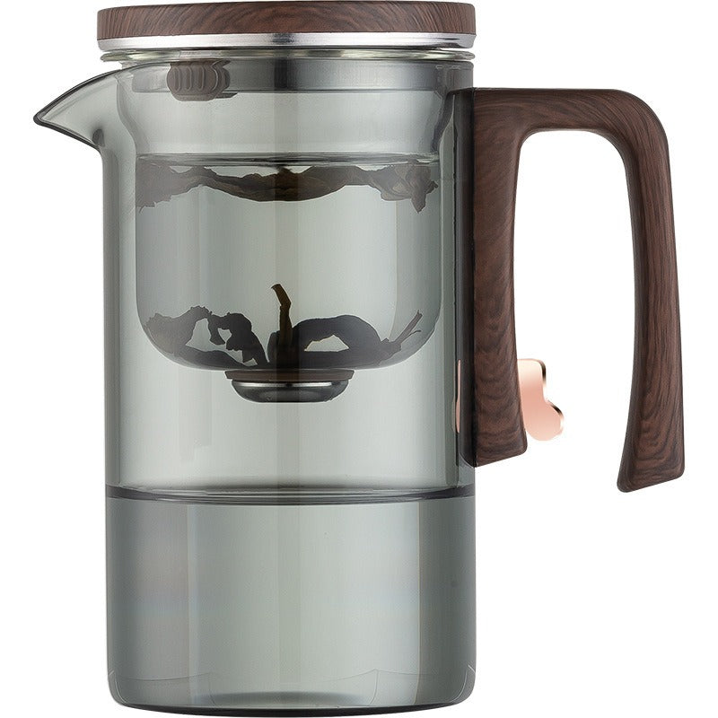 One click magnetic suction filter glass tea pot, automatic tea separation tea cup
