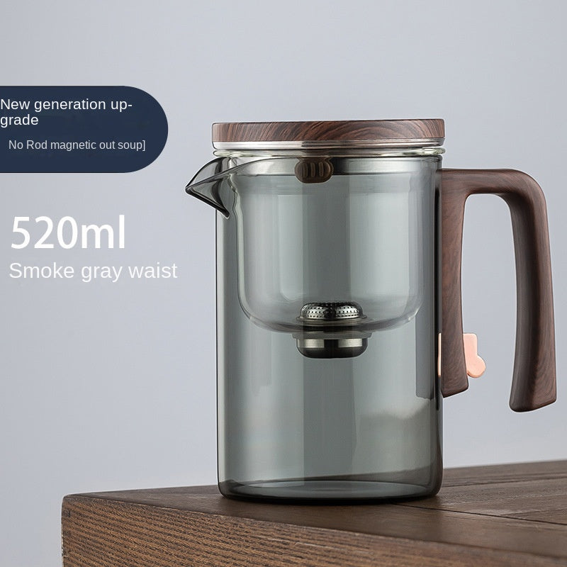 One click magnetic suction filter glass tea pot, automatic tea separation tea cup
