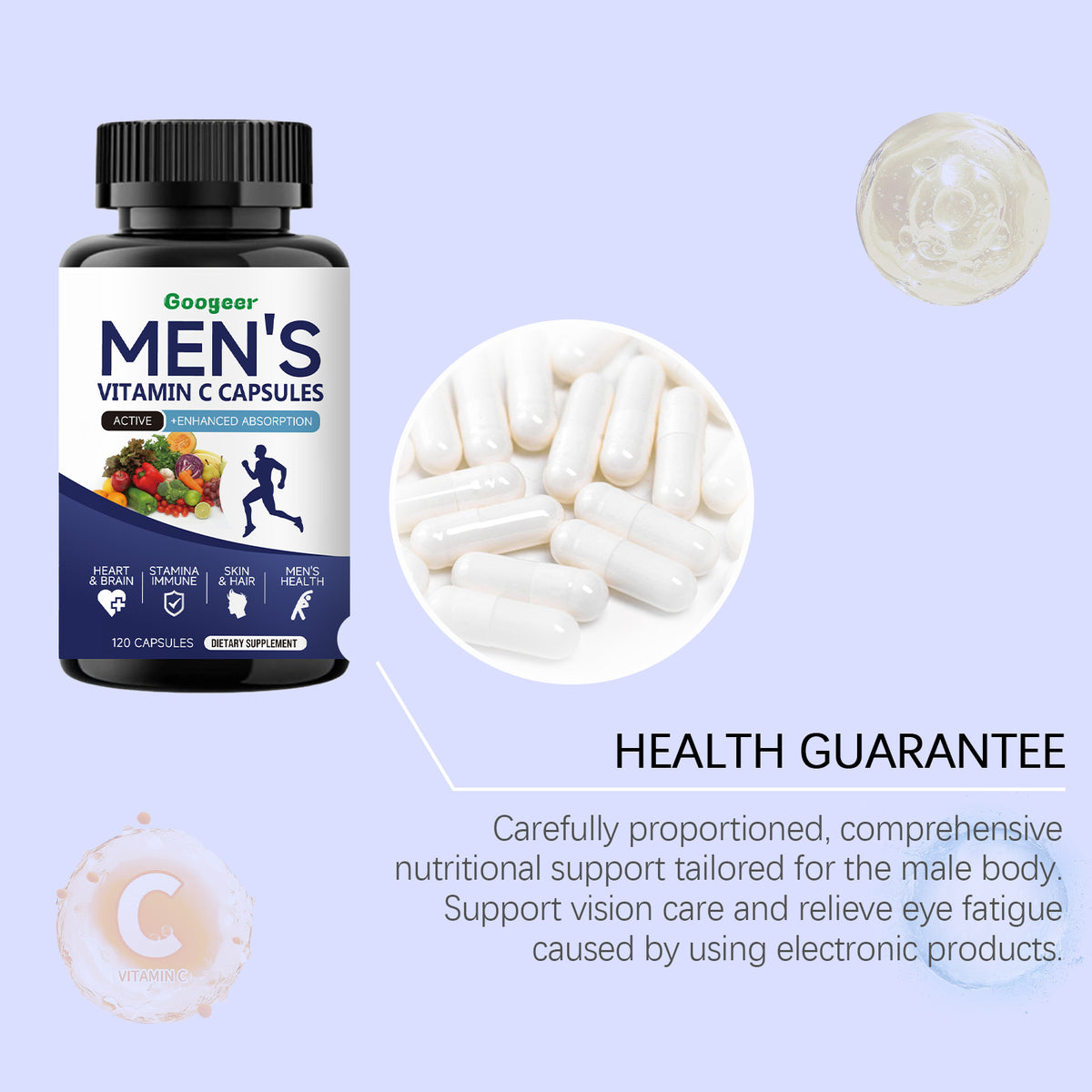 Men's Multivitamin Capsules, Men's Multivitamin Nutrition Capsules Supplement Essential Nutrients