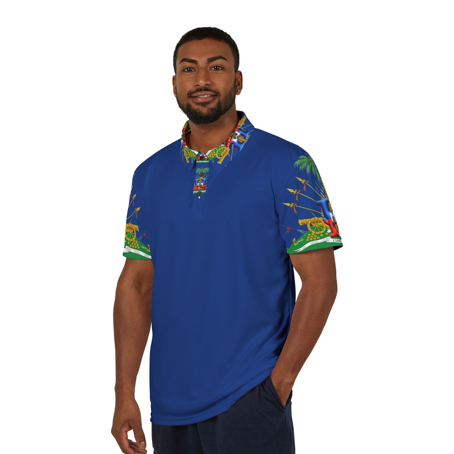 Vibrant Unisex Polo Shirt, Tropical Print Polo SH,b