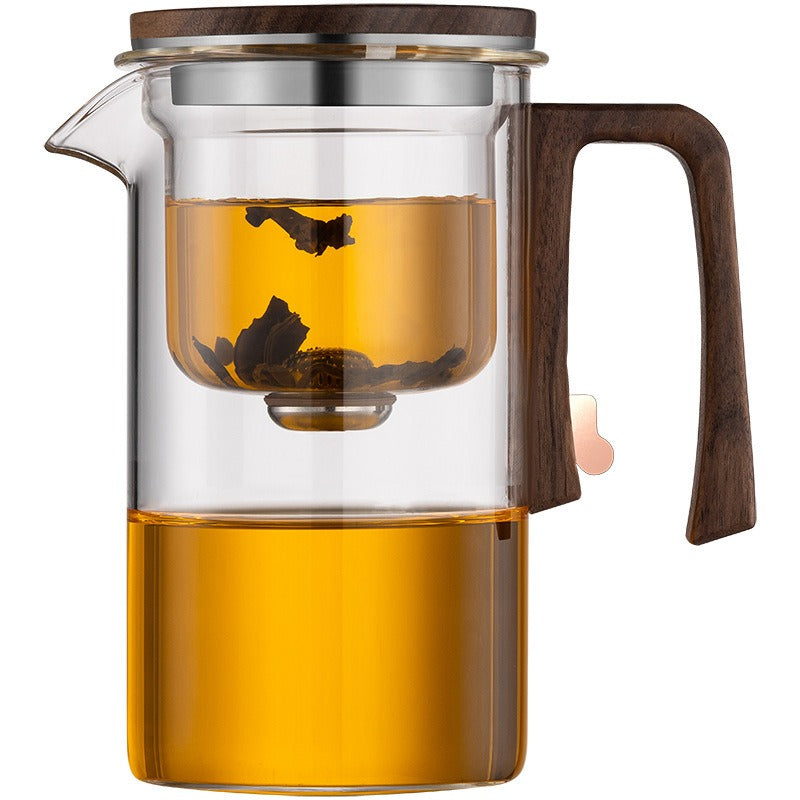 One click magnetic suction filter glass tea pot, automatic tea separation tea cup