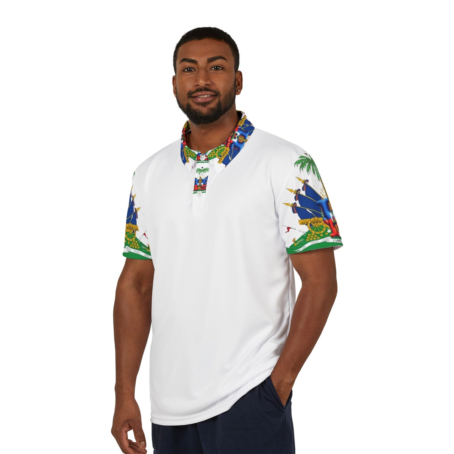 Vibrant Unisex Polo Shirt, Tropical Print Polo SH,B