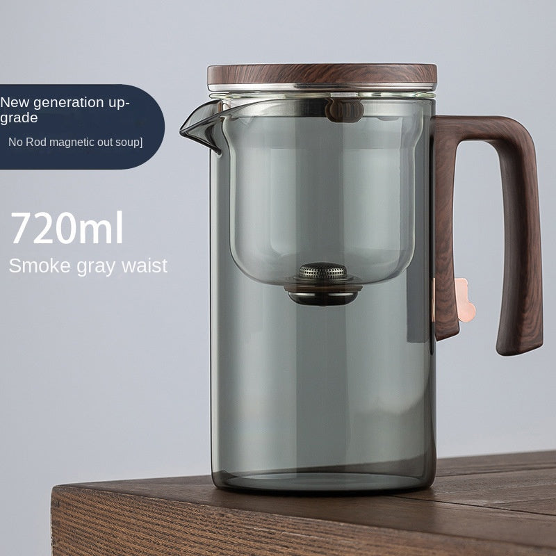 One click magnetic suction filter glass tea pot, automatic tea separation tea cup