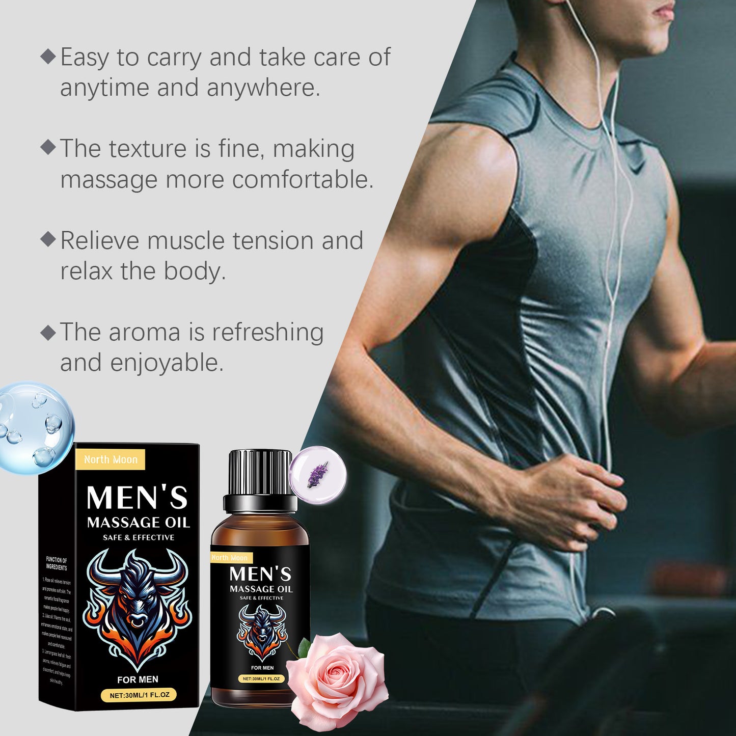 North Moon Men's Massage Oil Men's Body