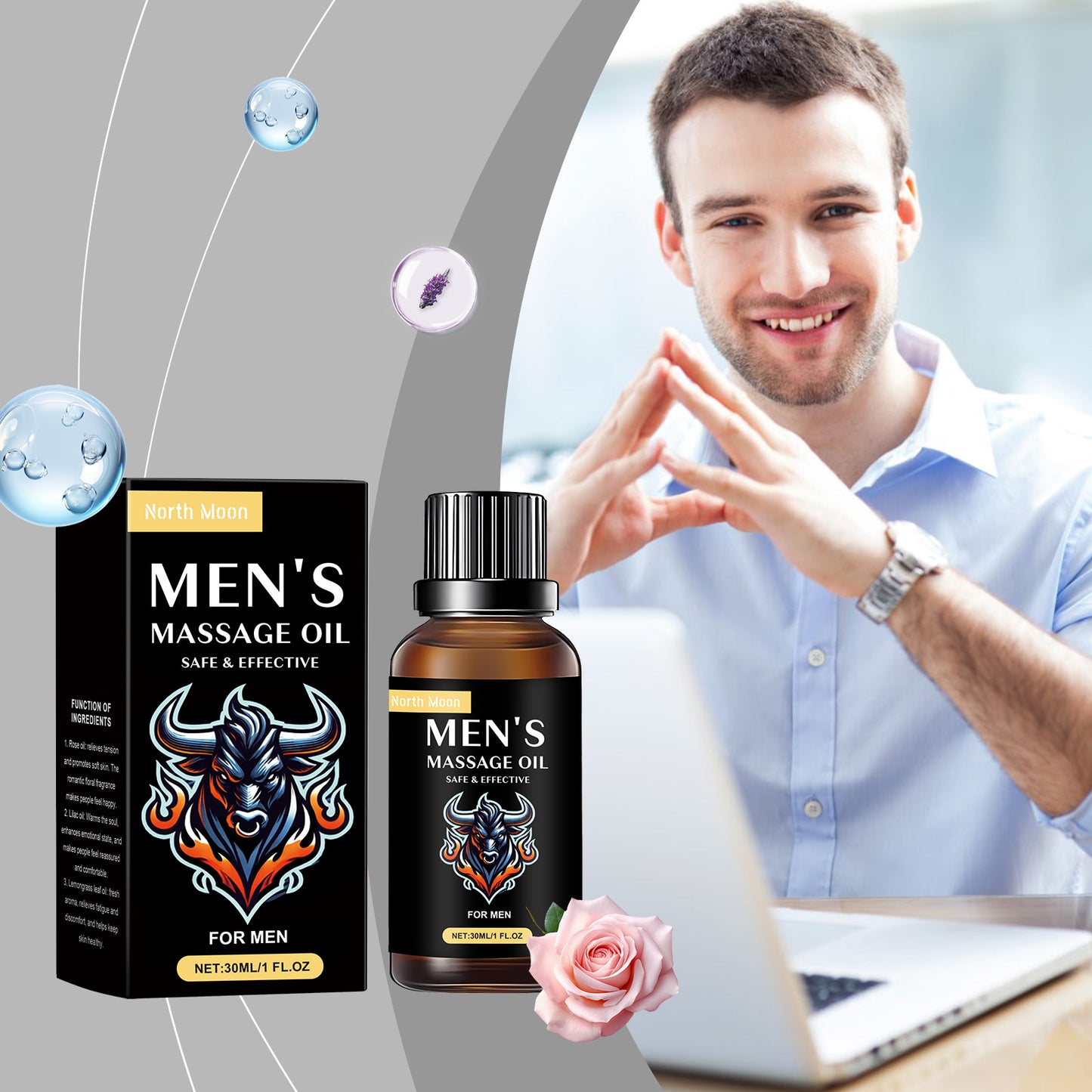 North Moon Men's Massage Oil Men's Body