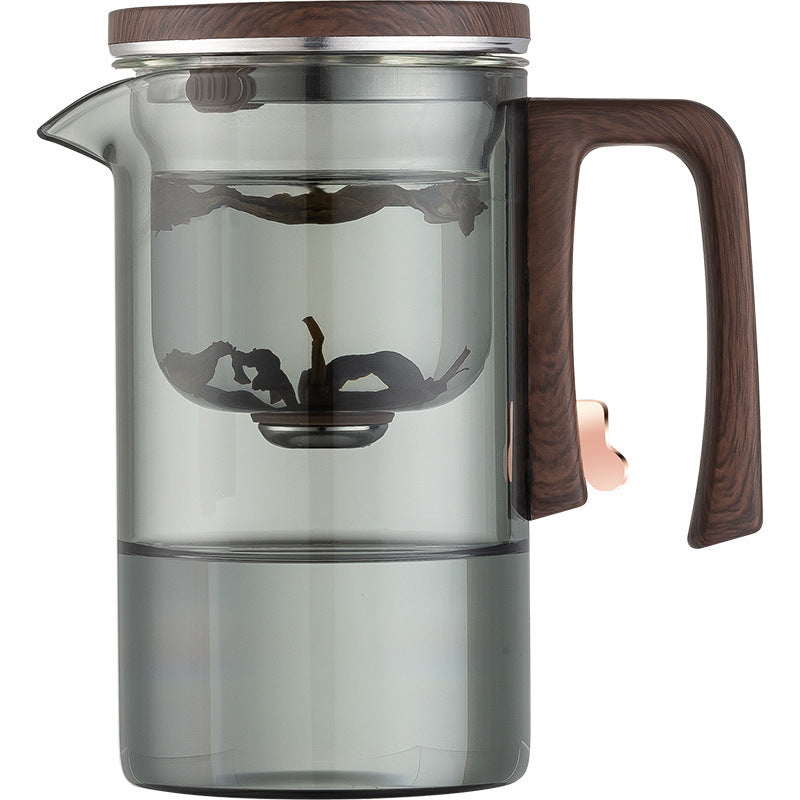 One click magnetic suction filter glass tea pot, automatic tea separation tea cup