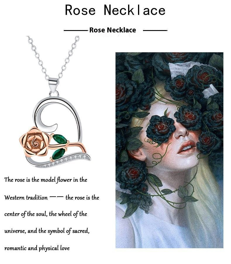 Love Rose Necklace Exquisite Romantic High Sense Ornament